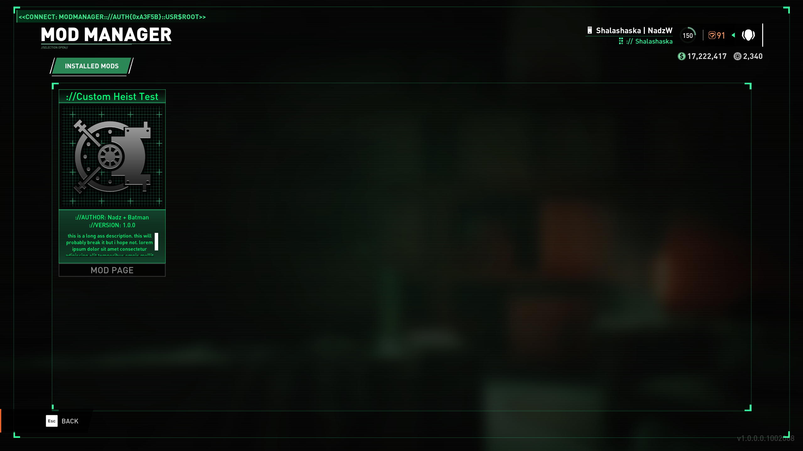 View your installed mods