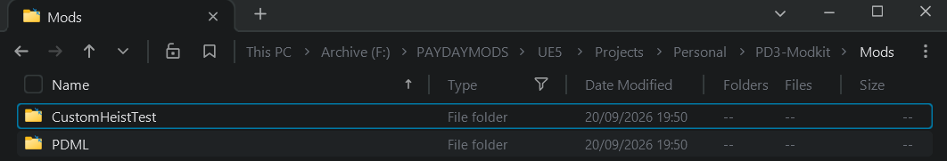 PAYDAY 3 modkit Mods folder